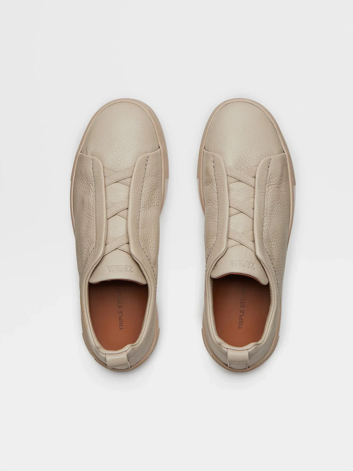 ZEGNA Beige Deerskin Triple Stitch™ Sneakers
