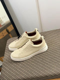 Zegna TerraFlex Smooth Leather Slip-On Sneakers – Cream Edition