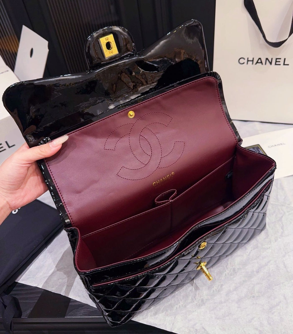 Chanel Classic Double Flap Bag (Black Lambskin with Gold Hardware)