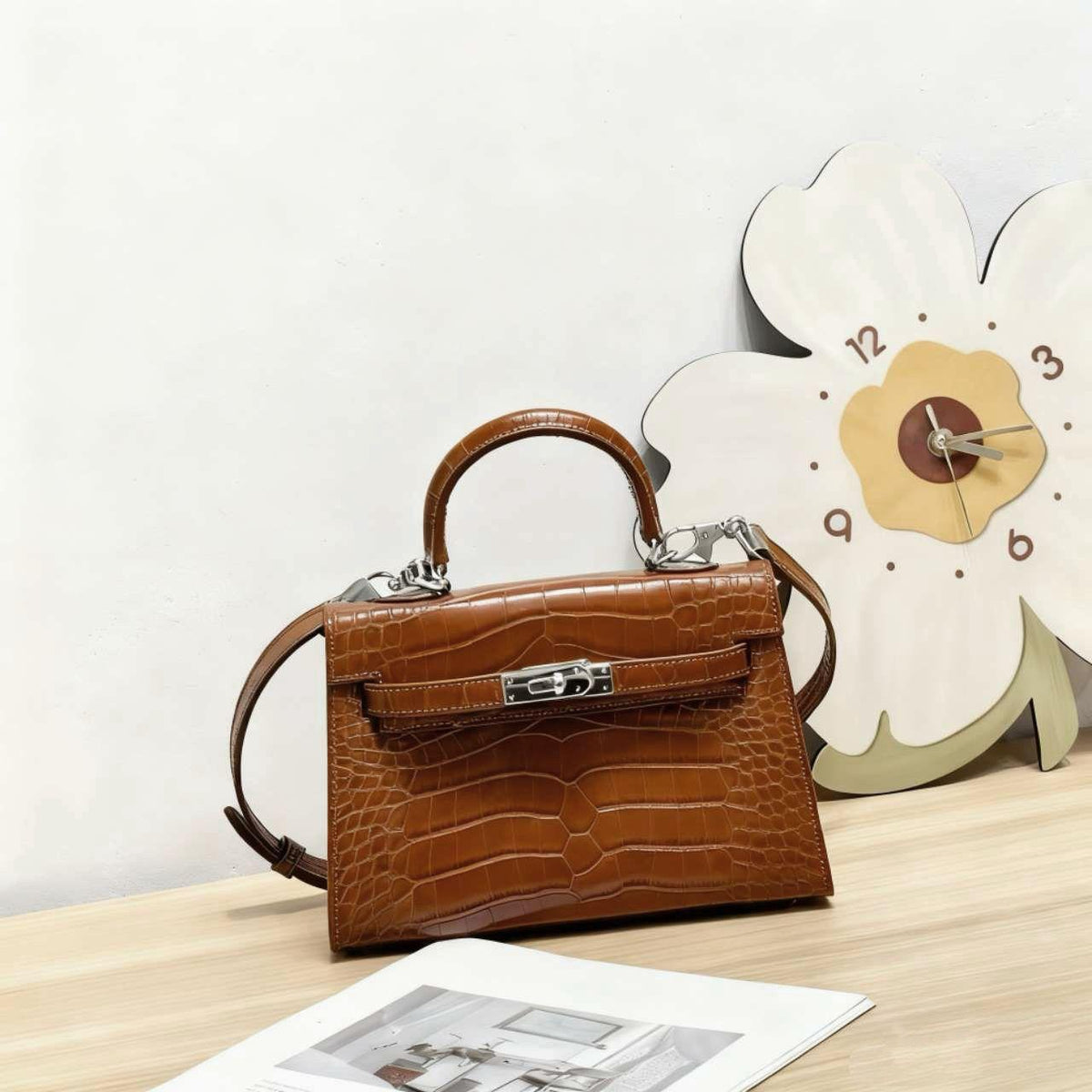 Hermès Kelly II Sellier Mini (Crocodile/Alligator) Gold/Cognac