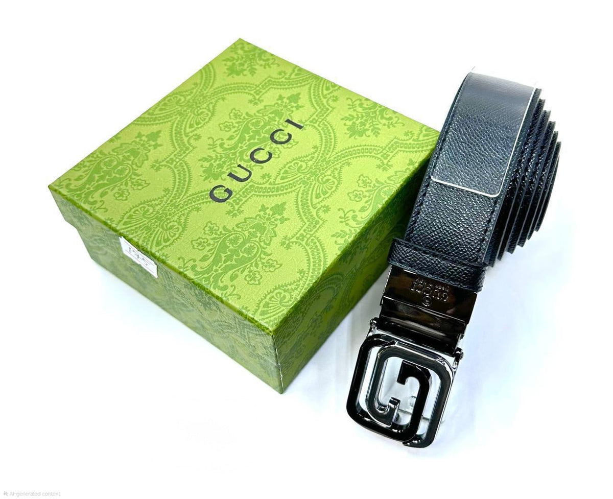 Gucci Framed G Reversible Belt (Black on Black)