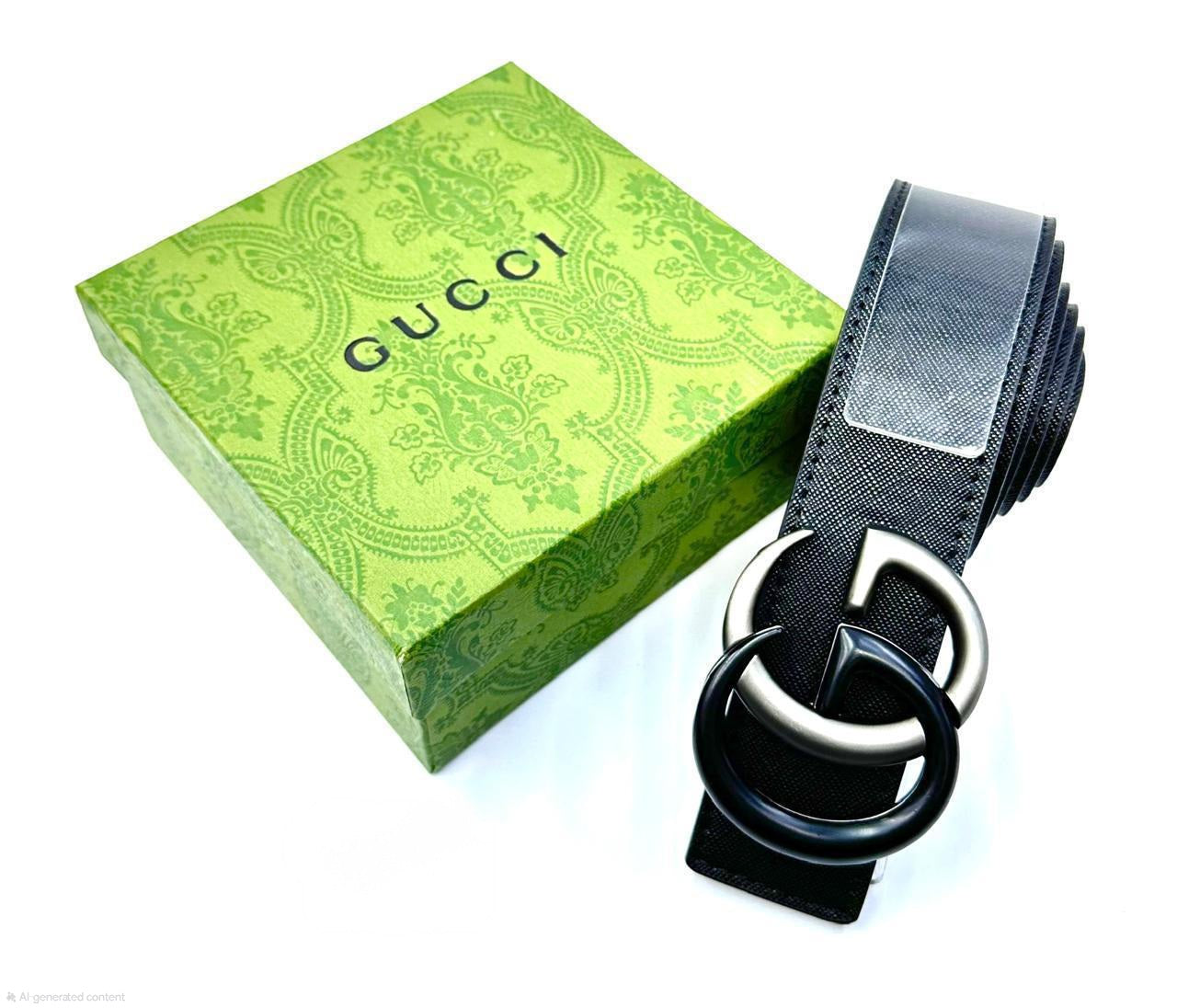 Gucci Interlocking G Belt (Black with Silver & Black Dual Tone Hardware)