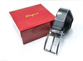 Ferragamo Reversible Square Buckle Belt (Black / Polished Silver Hardware)