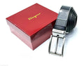 Ferragamo Reversible Square Buckle Belt (Black / Brushed Silver Hardware)