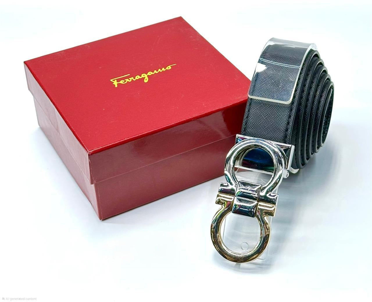 Ferragamo Gancini Reversible Belt (Black / Silver Hardware)