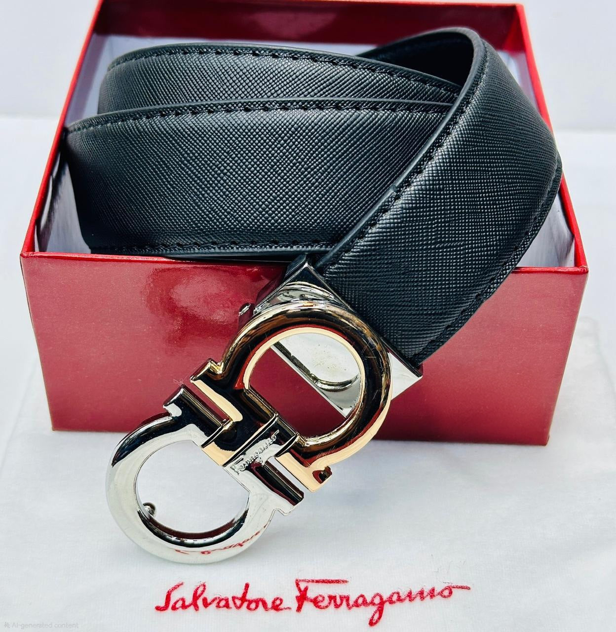 Salvatore Ferragamo Gancini Reversible Belt (Black / Gold & Silver Hardware)