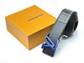 Louis Vuitton LV Pyramide Leather Belt (Black / Matte Blue Buckle)