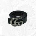 Gucci Double G Buckle Leather Belt (Antique Silver)