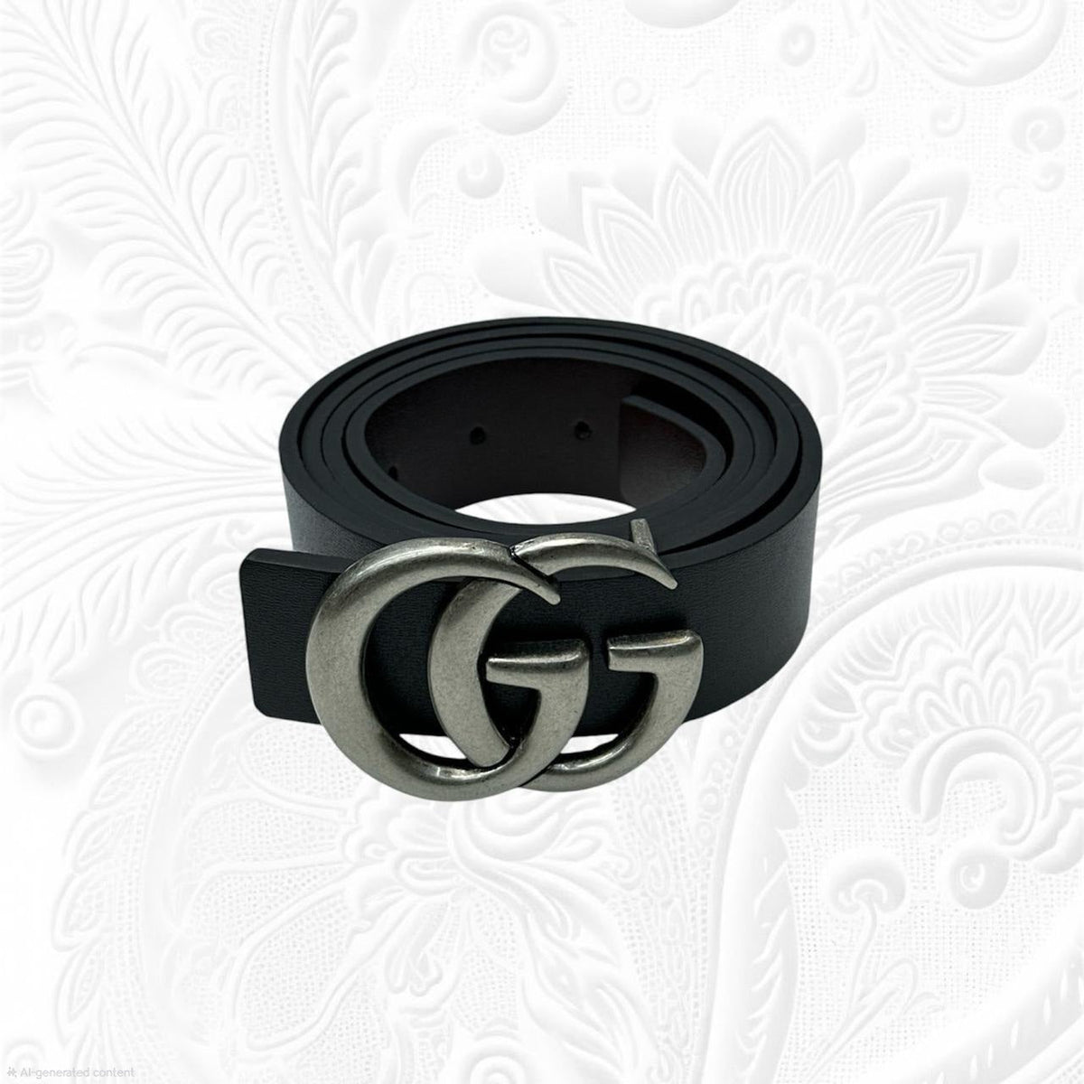 Gucci Double G Buckle Leather Belt (Antique Silver)