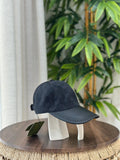 Gucci GG Canvas Baseball Hat with Leather Brim (Black on Black)