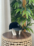 Moncler Velvet Baseball Cap with Leather Brim (Black)