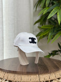 Celine Triomphe Baseball Cap in Cotton (White/Black)