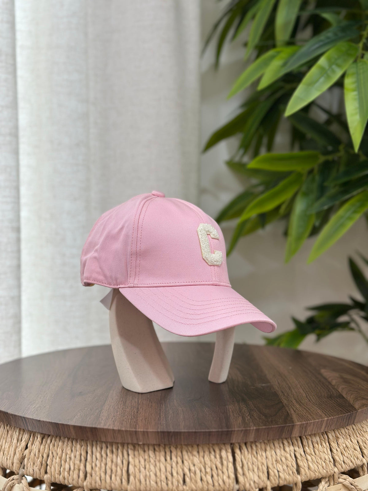 Celine Initial "C" Baseball Cap in Cotton (Pink / Light Pink)