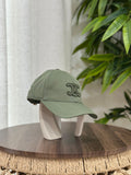 Celine Triomphe Baseball Cap in Cotton (Khaki / Olive Green)