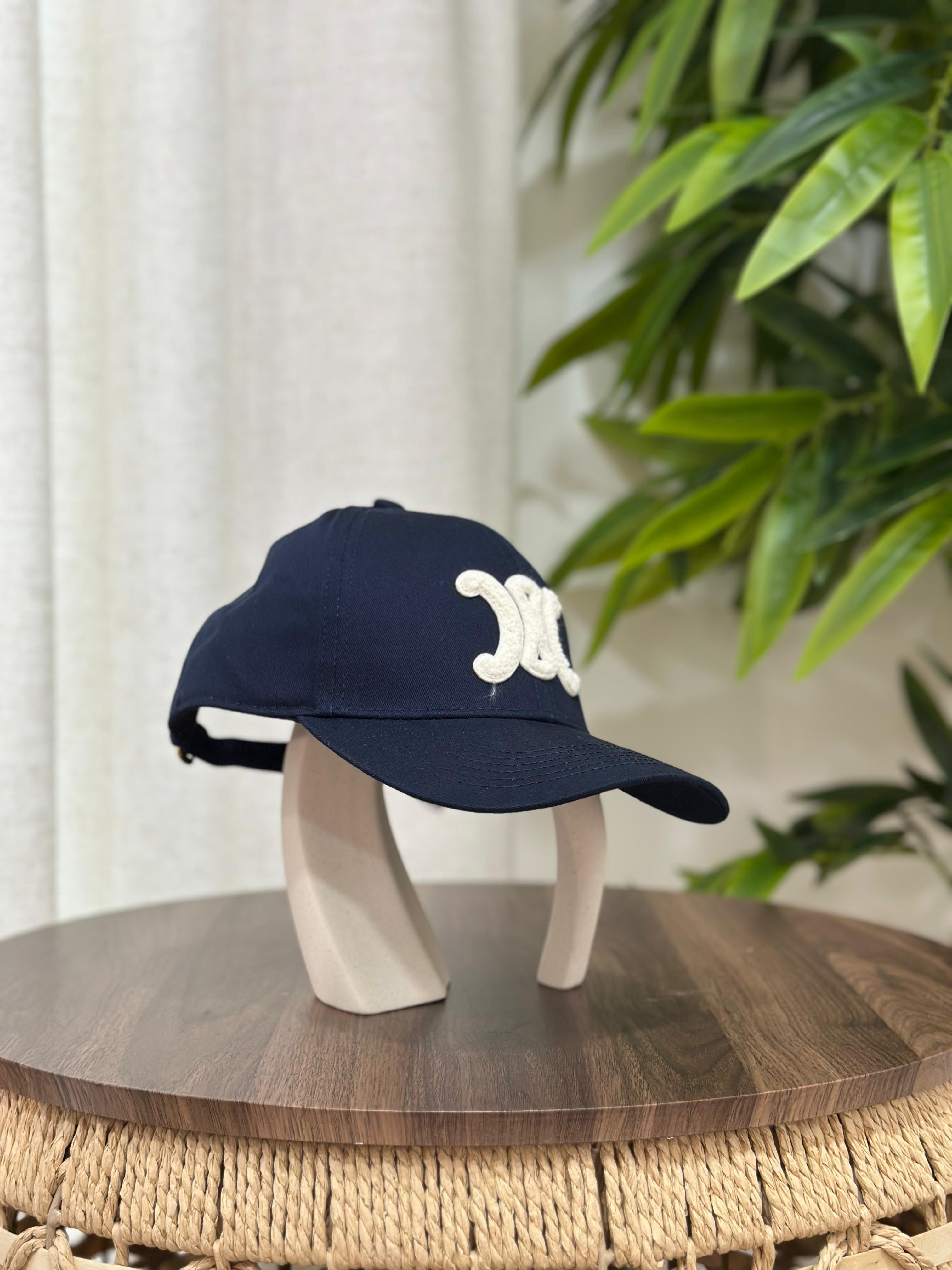 CELINE Triomphe Baseball Cap in Cotton (Navy/Off-White)