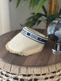 Christian Dior Chapeau Visor (Straw Fringed & Navy)