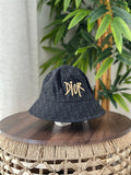 Christian Dior DiorOblique Bucket Hat with Logo Patch (Black / Gold)
