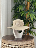 Miu Miu Wide-Brim Drill Bucket Hat (Beige/Khaki)
