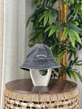 Miu Miu "Made In Italy Denim Bucket Hat (Black/Dark Gray)