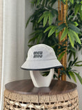 Miu Miu Tech Fabric Bucket Hat (White/Black)