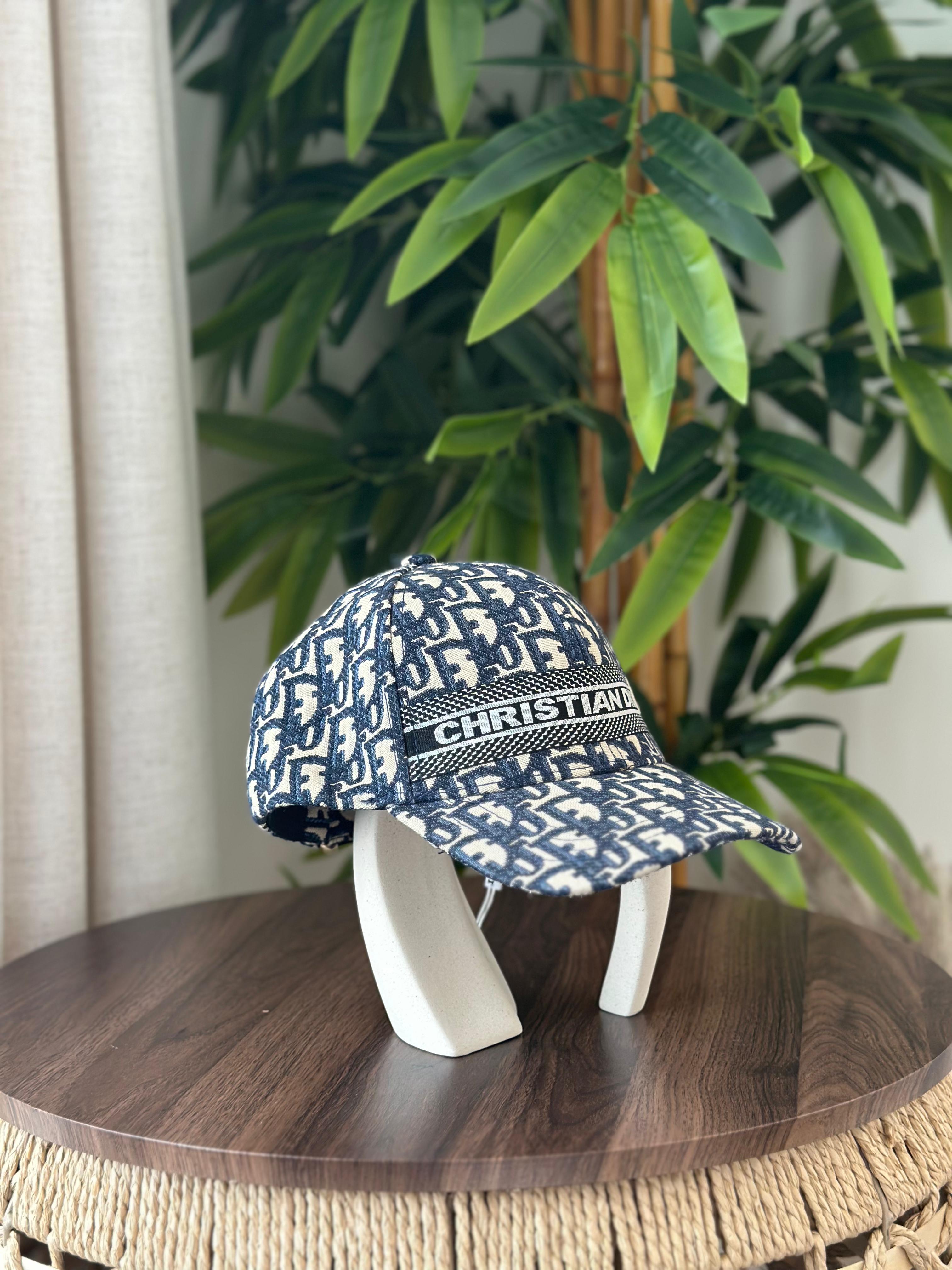 Christian Dior D-Oblique Baseball Cap (Blue/Cream)