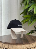 CELINE Baseball Cap in Cotton and Corduroy (Black/Cream)