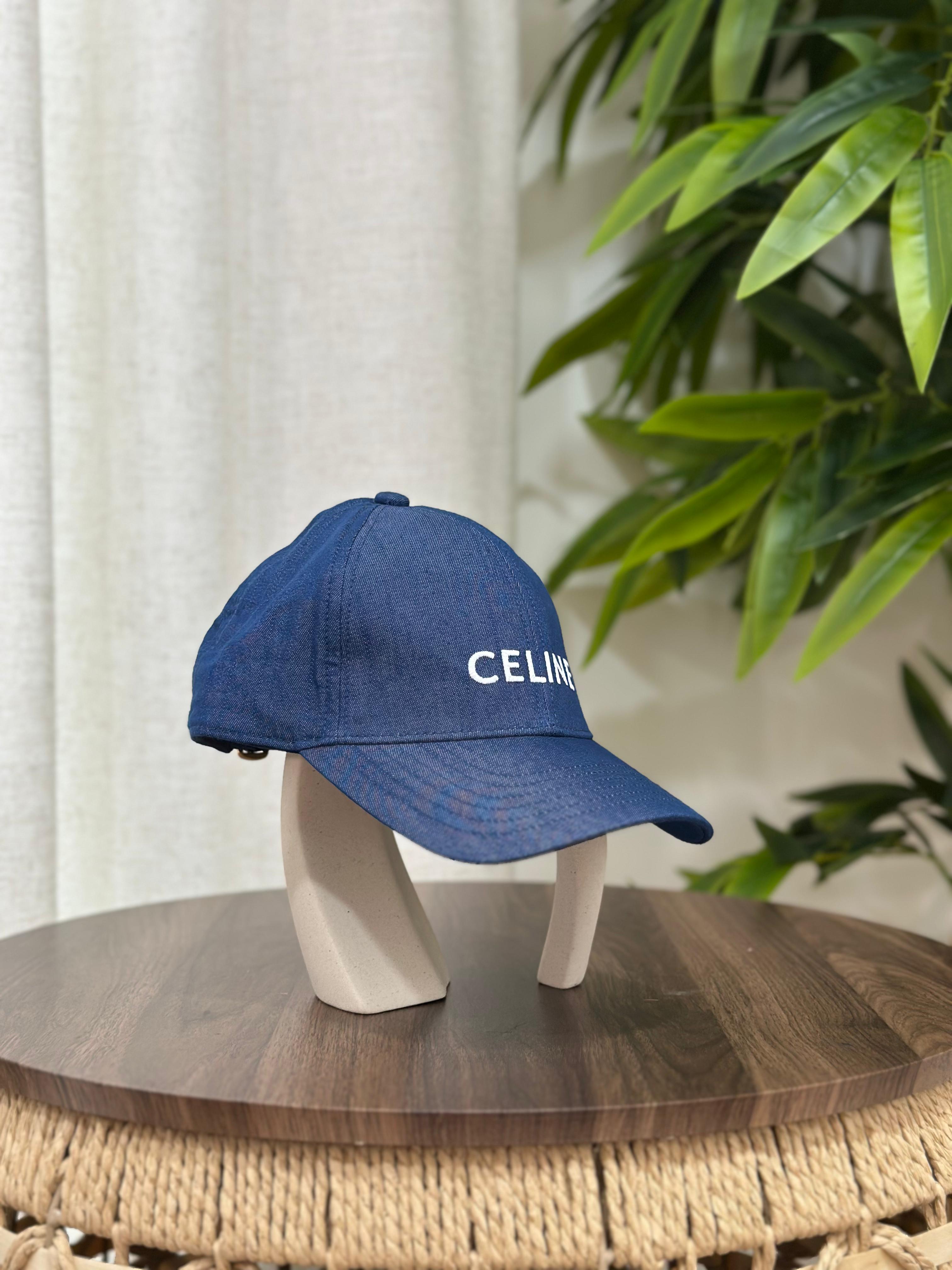 Celine Logo Baseball Cap (Medium Blue Denim)