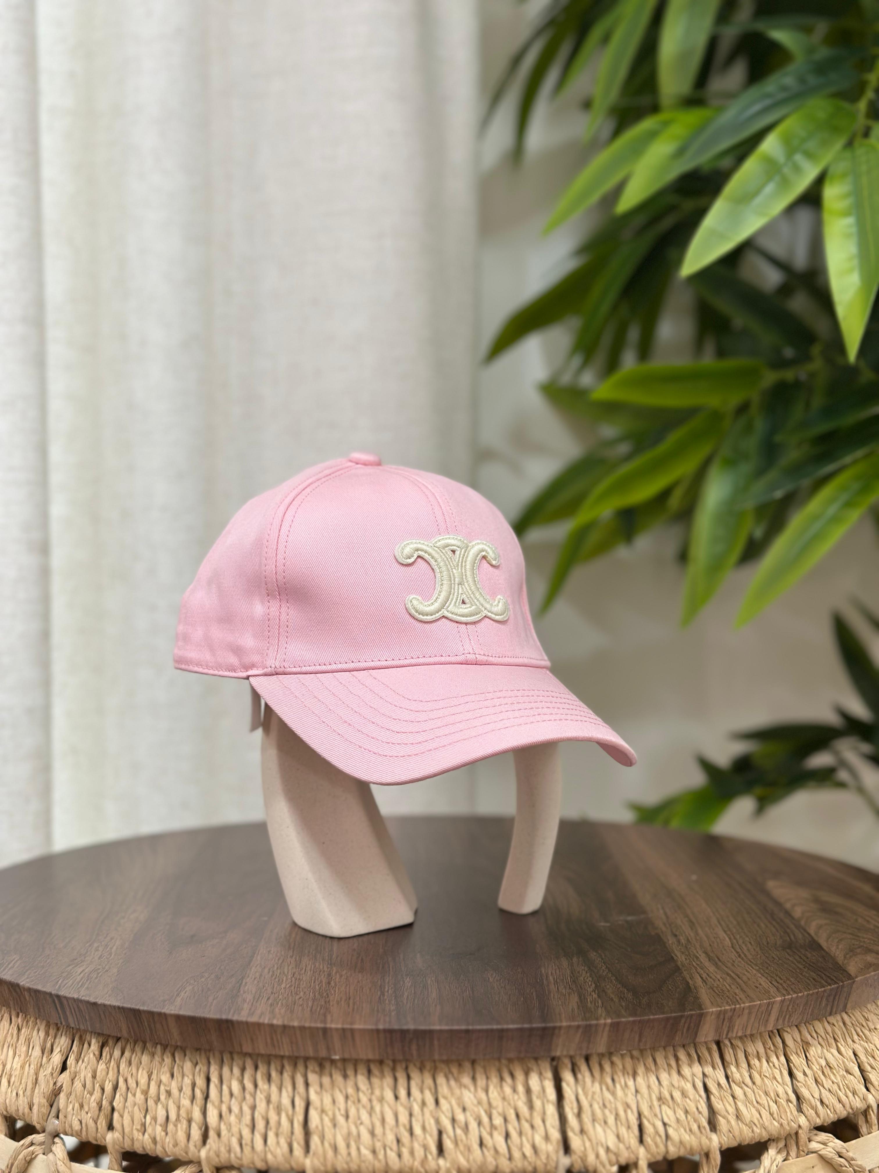Celine Triomphe Baseball Cap (Pink/Cream)
