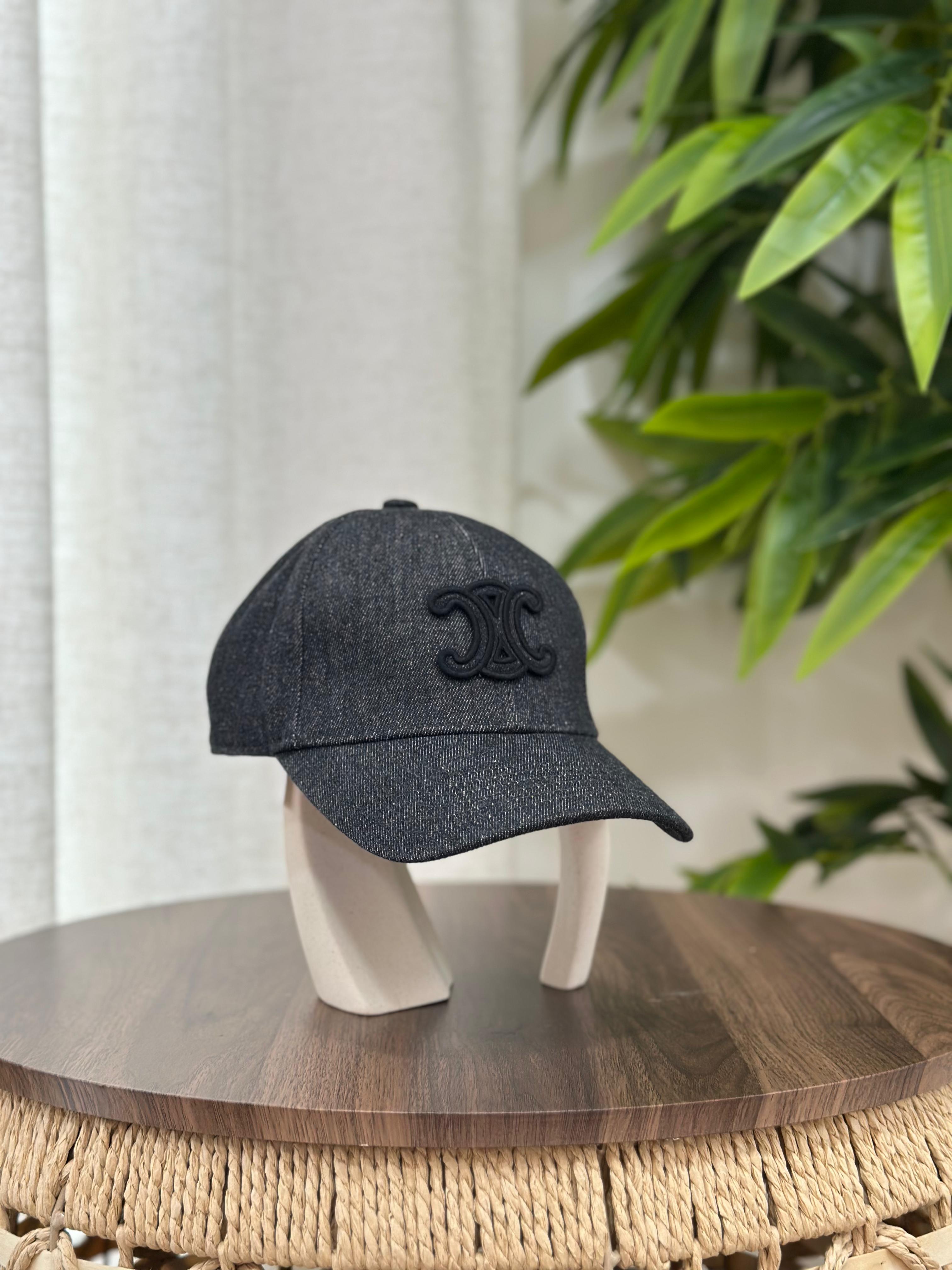 Celine Triomphe Baseball Cap (Black Denim)
