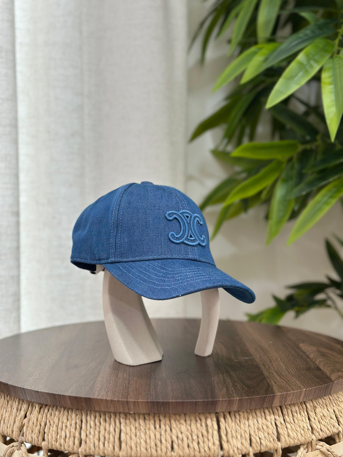 Celine Triomphe Baseball Cap (Medium Blue Denim)