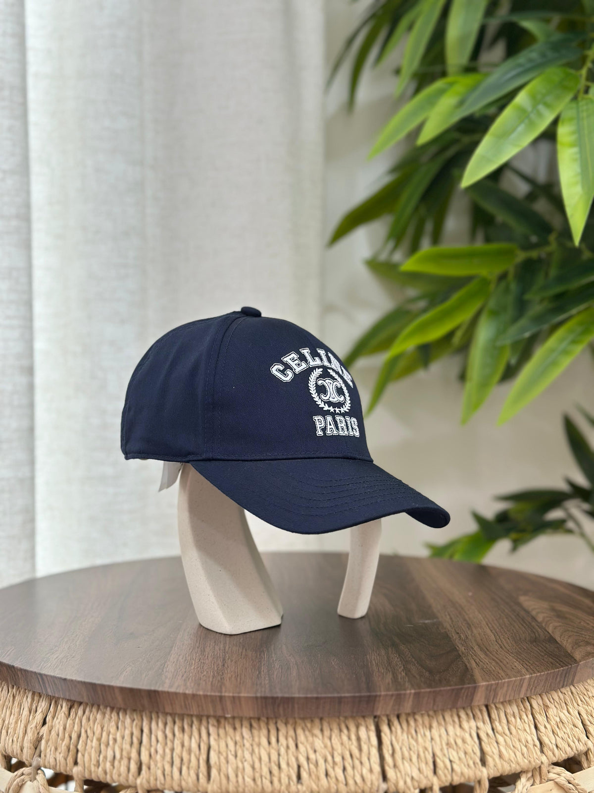 Celine College Triomphe Baseball Cap (Navy/White)