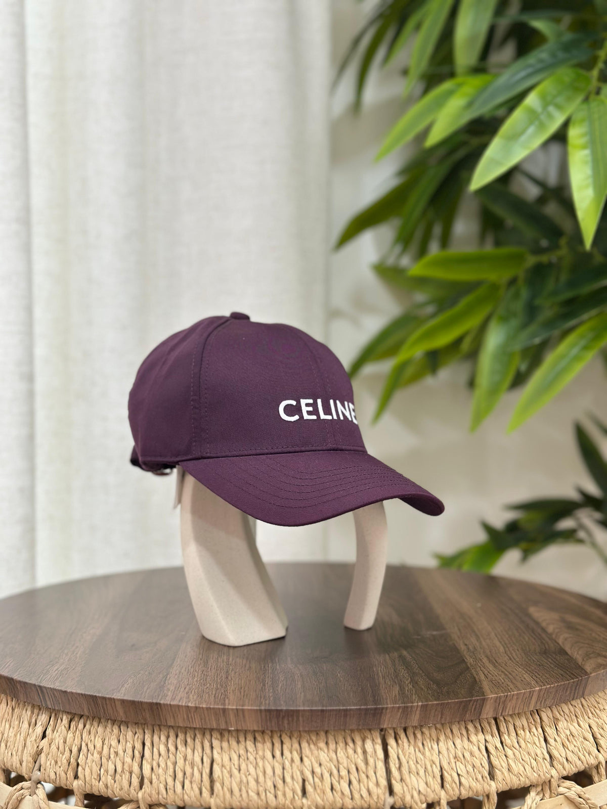 Celine Initial Baseball Cap in Cotton (Dark Purple)