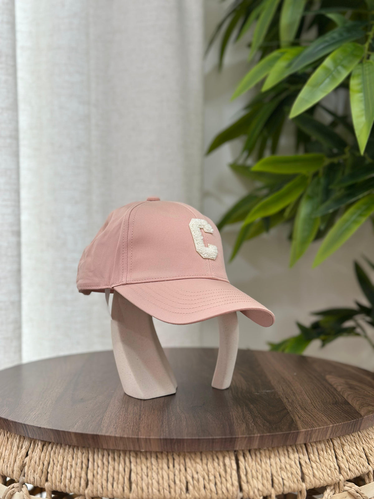 Celine "C" Initial Baseball Cap in Cotton (Light Pink)