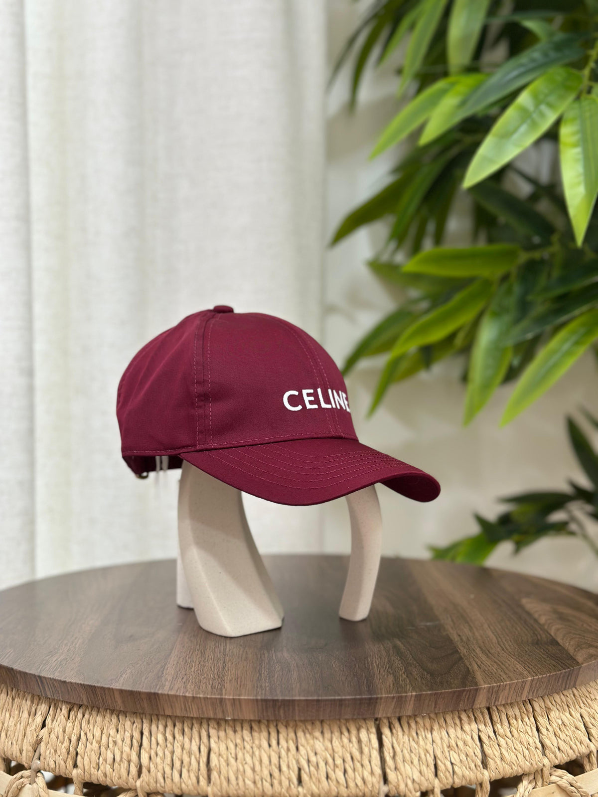 Celine Initial Baseball Cap in Cotton (Burgundy)
