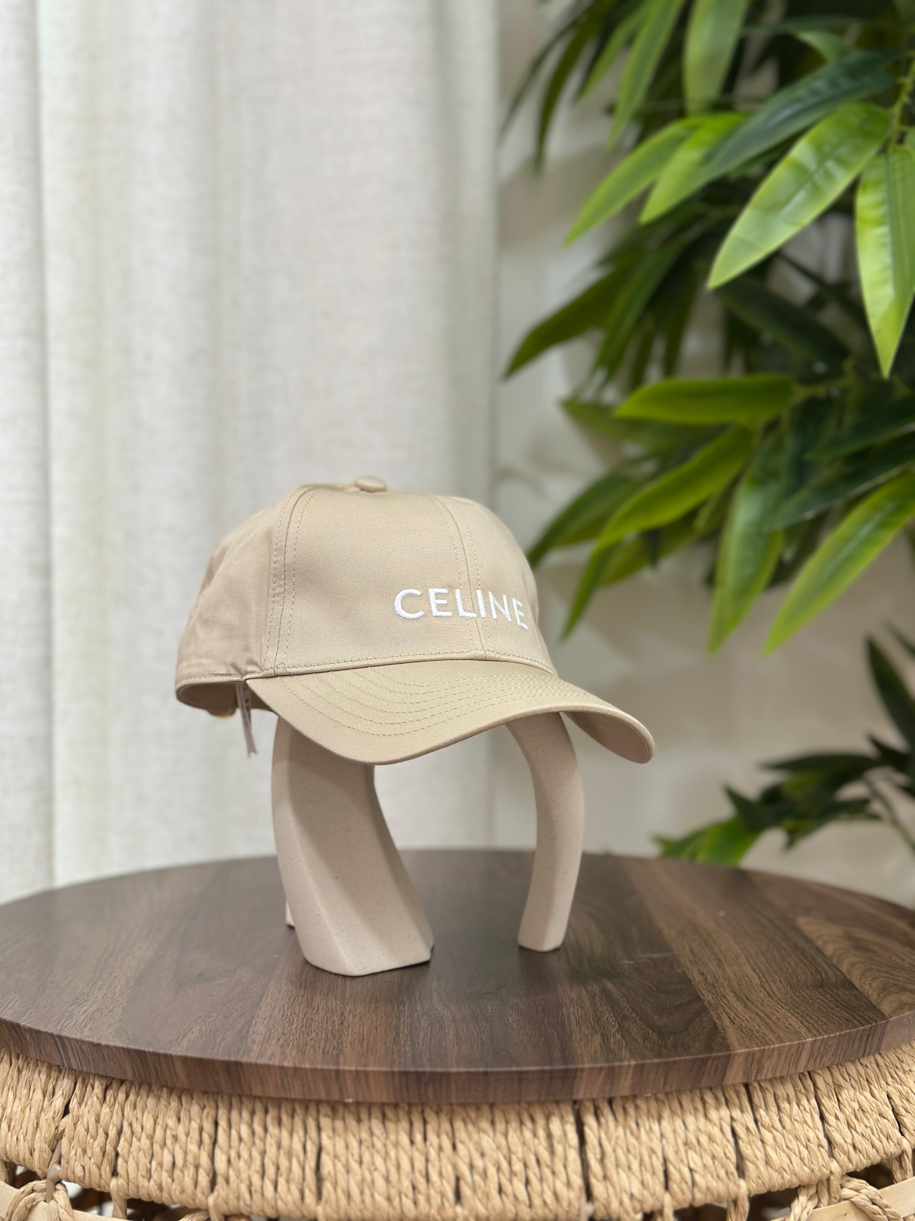 Celine Initial Baseball Cap in Cotton (Beige)