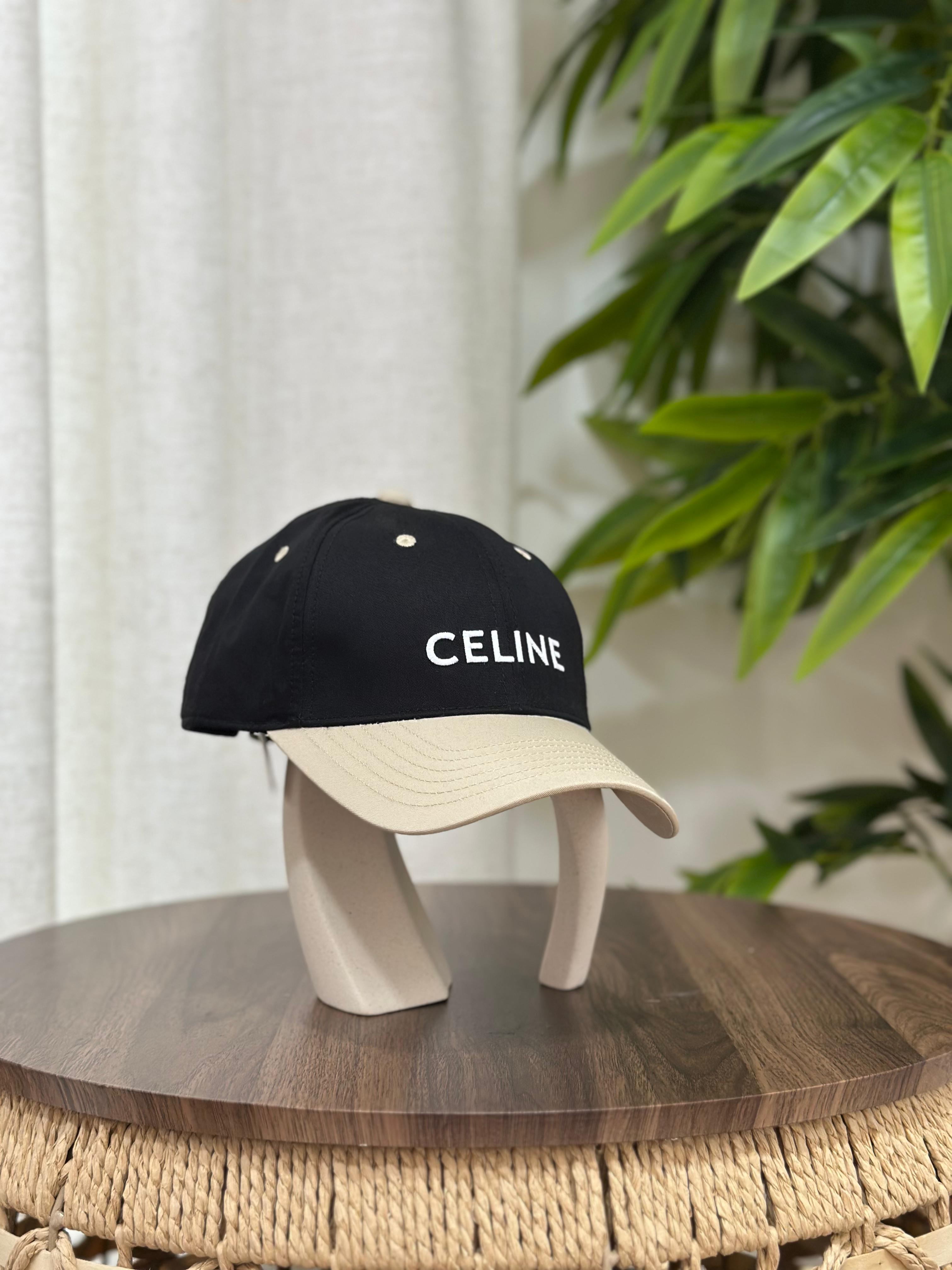 Celine Two-Tone Initial Baseball Cap (Black/Beige)