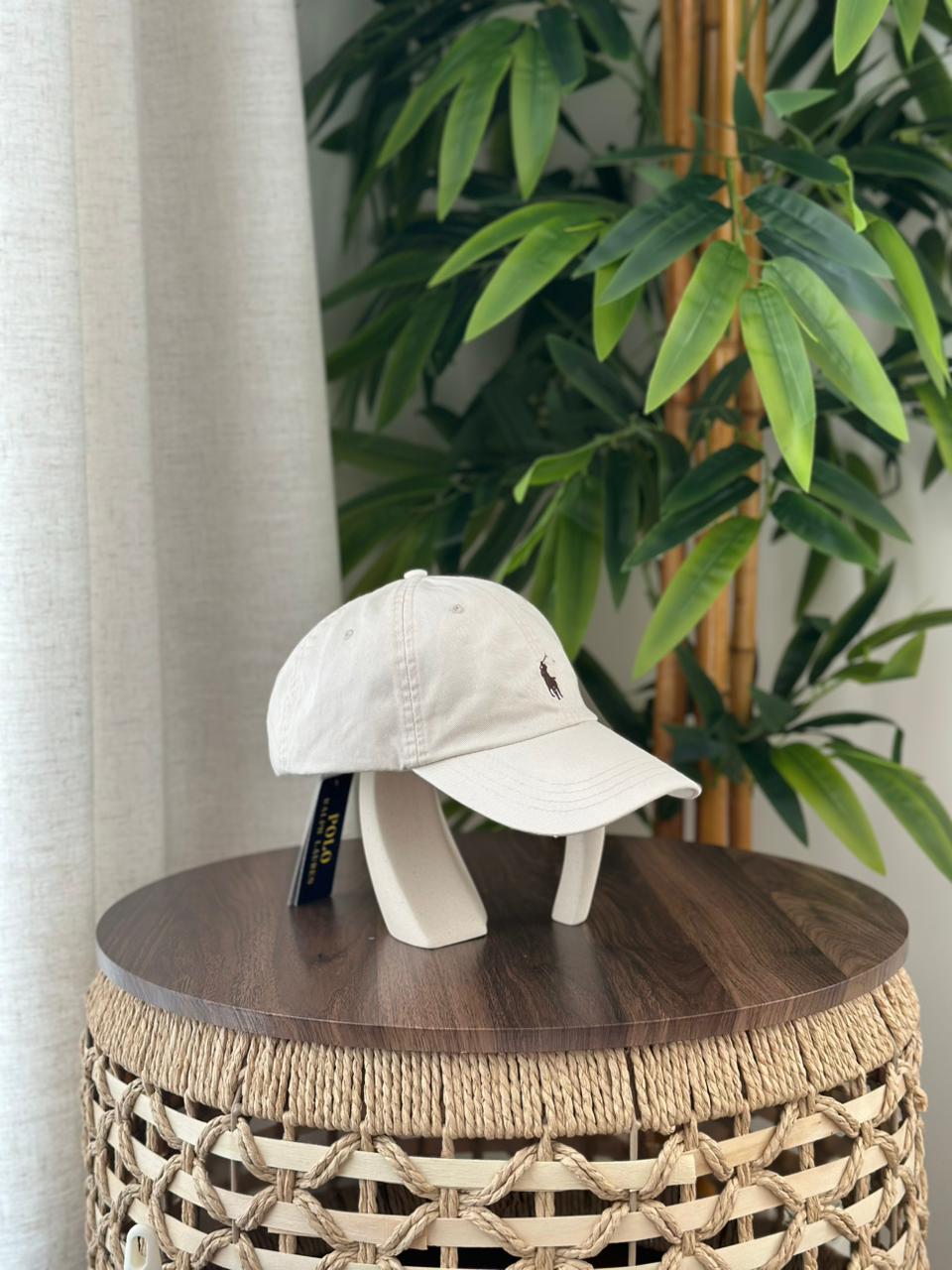 Polo Ralph Lauren Cotton Chino Ball Cap (Cream / Dark Brown Pony)