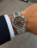 Rolex Datejust 41 Oystersteel and White Gold (Chocolate/Brown Fluted Motif Dial)