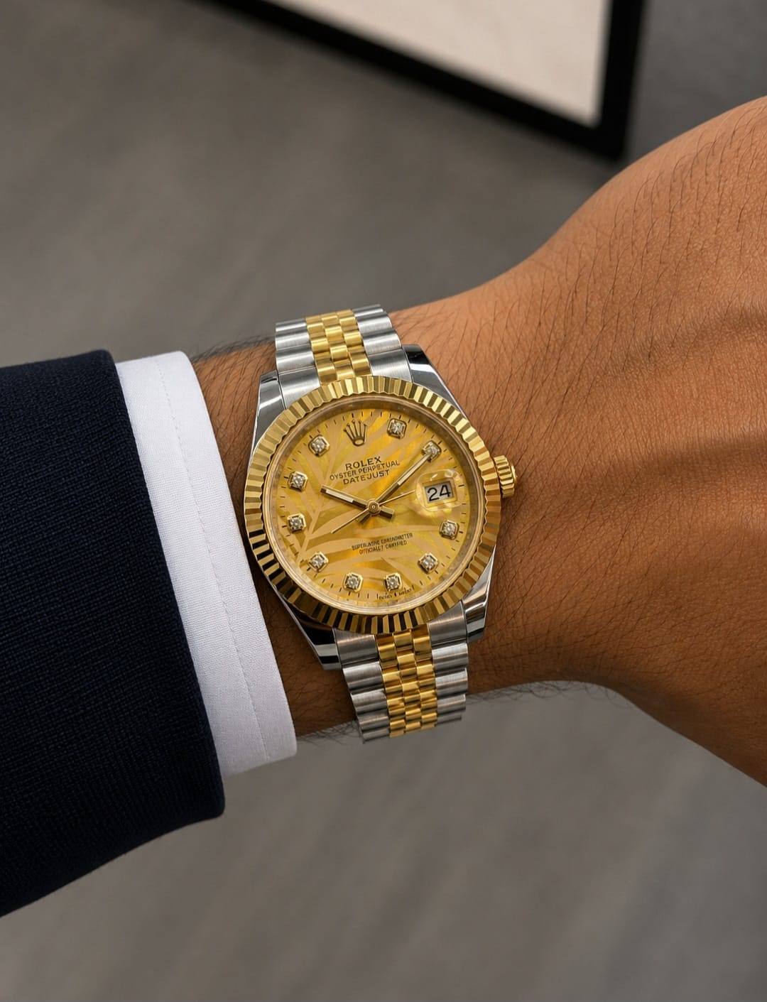 Rolex Datejust 36 Two-Tone Yellow Gold/Oystersteel (Golden Palm Motif Dial with Diamonds)