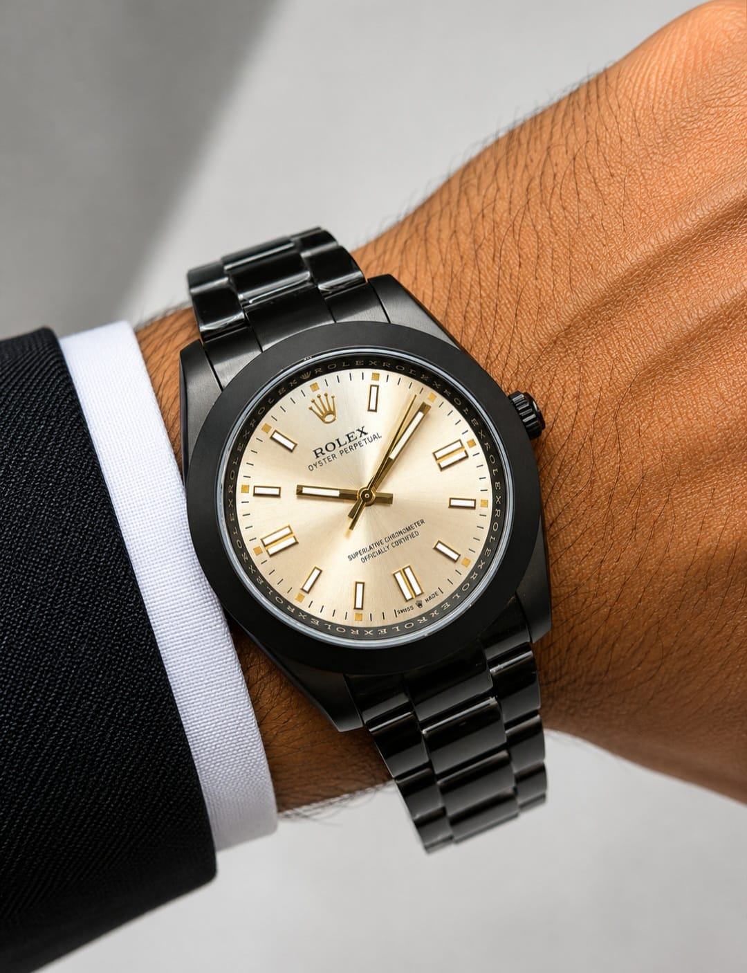 Rolex Oyster Perpetual (Matte Black / Champagne Dial)
