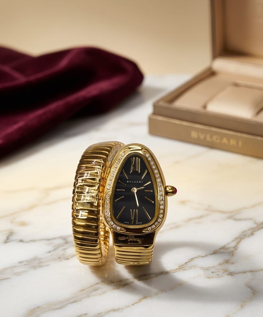Bvlgari Serpenti Tubogas (Yellow Gold / Black Dial)