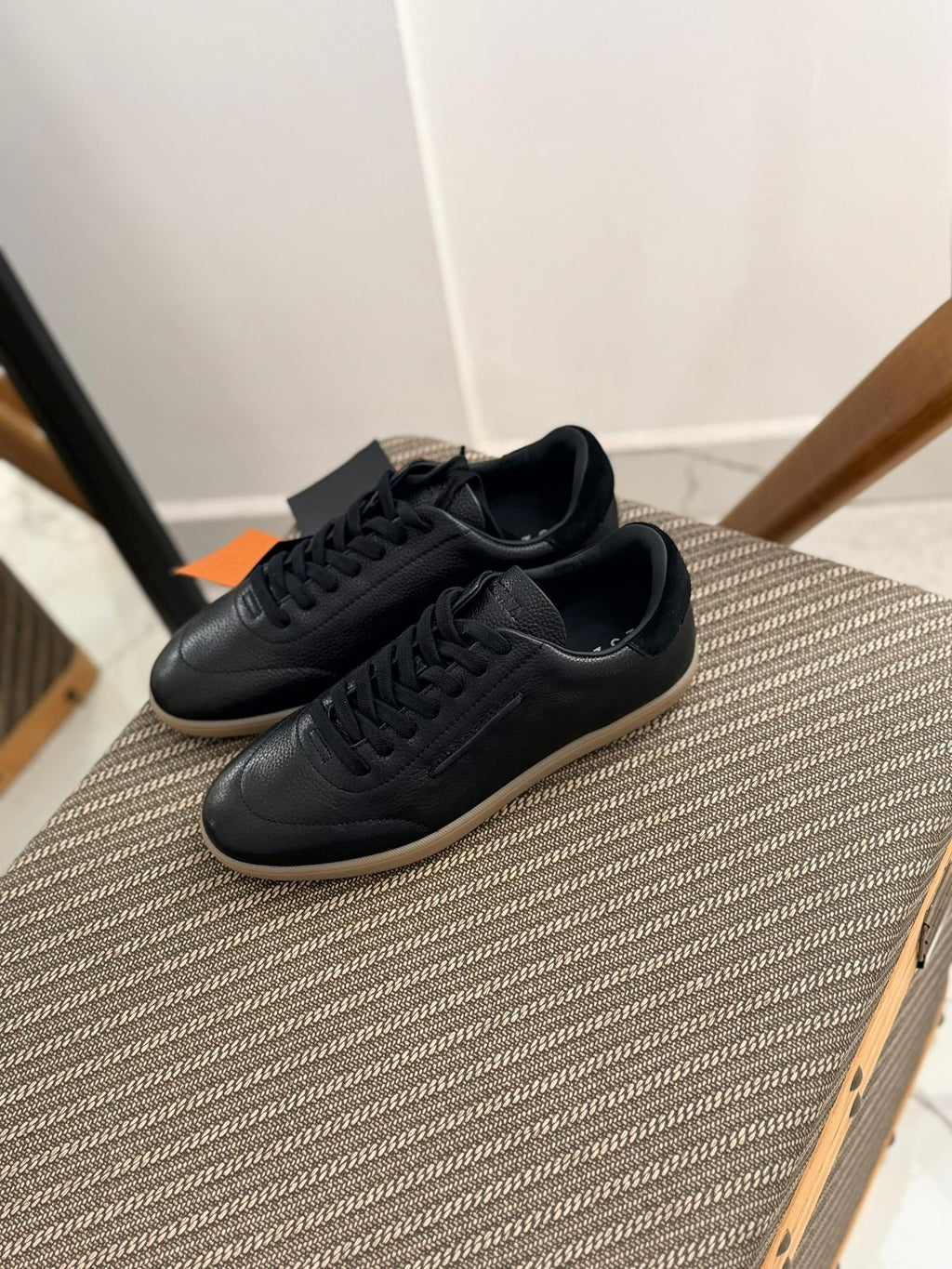 ZEGNA Valencia Grained Leather Sneakers (Black / Gum Sole)