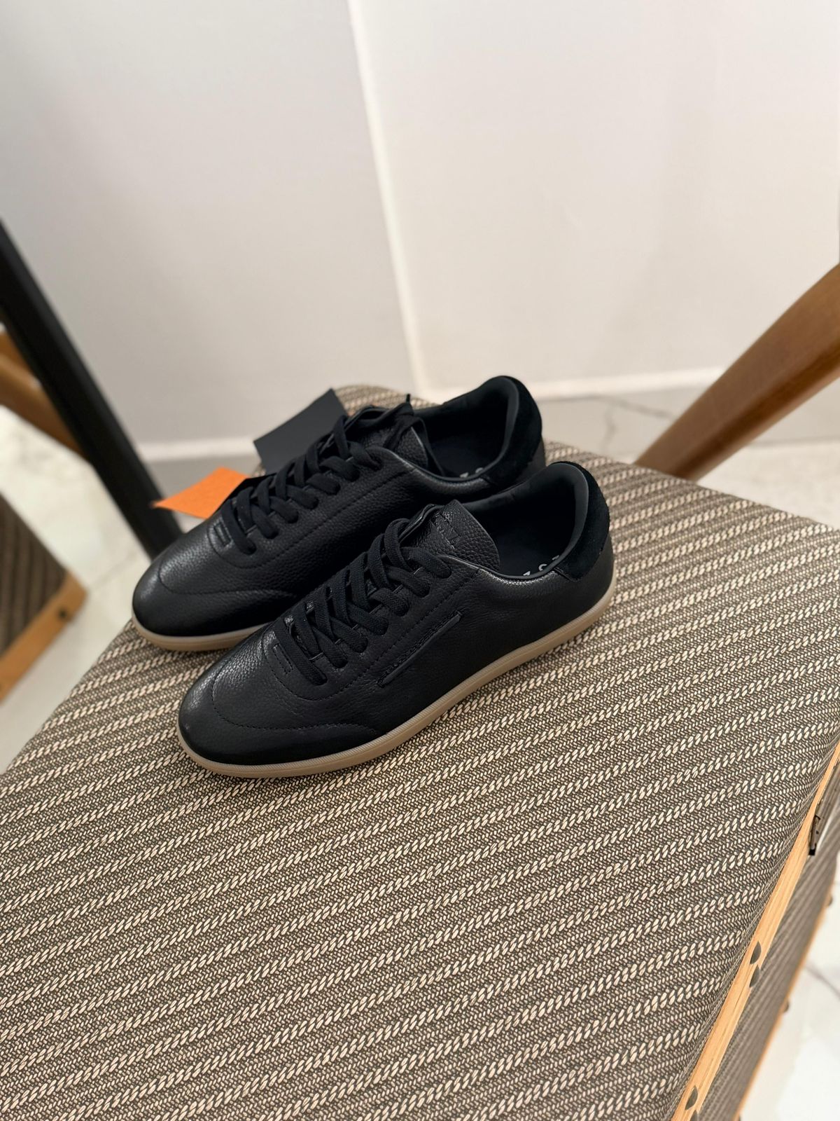 ZEGNA Valencia Grained Leather Sneakers (Black / Gum Sole)