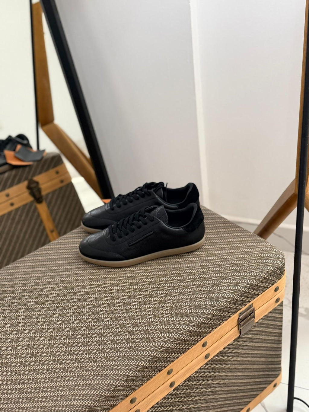 ZEGNA Valencia Grained Leather Sneakers (Black / Gum Sole)