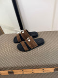 Hermès Chypre Sandals (Brown Suede)