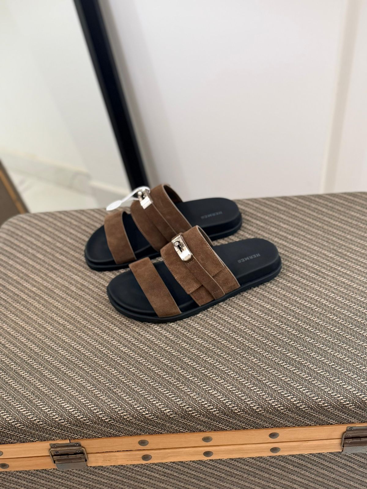 Hermès Chypre Sandals (Brown Suede)