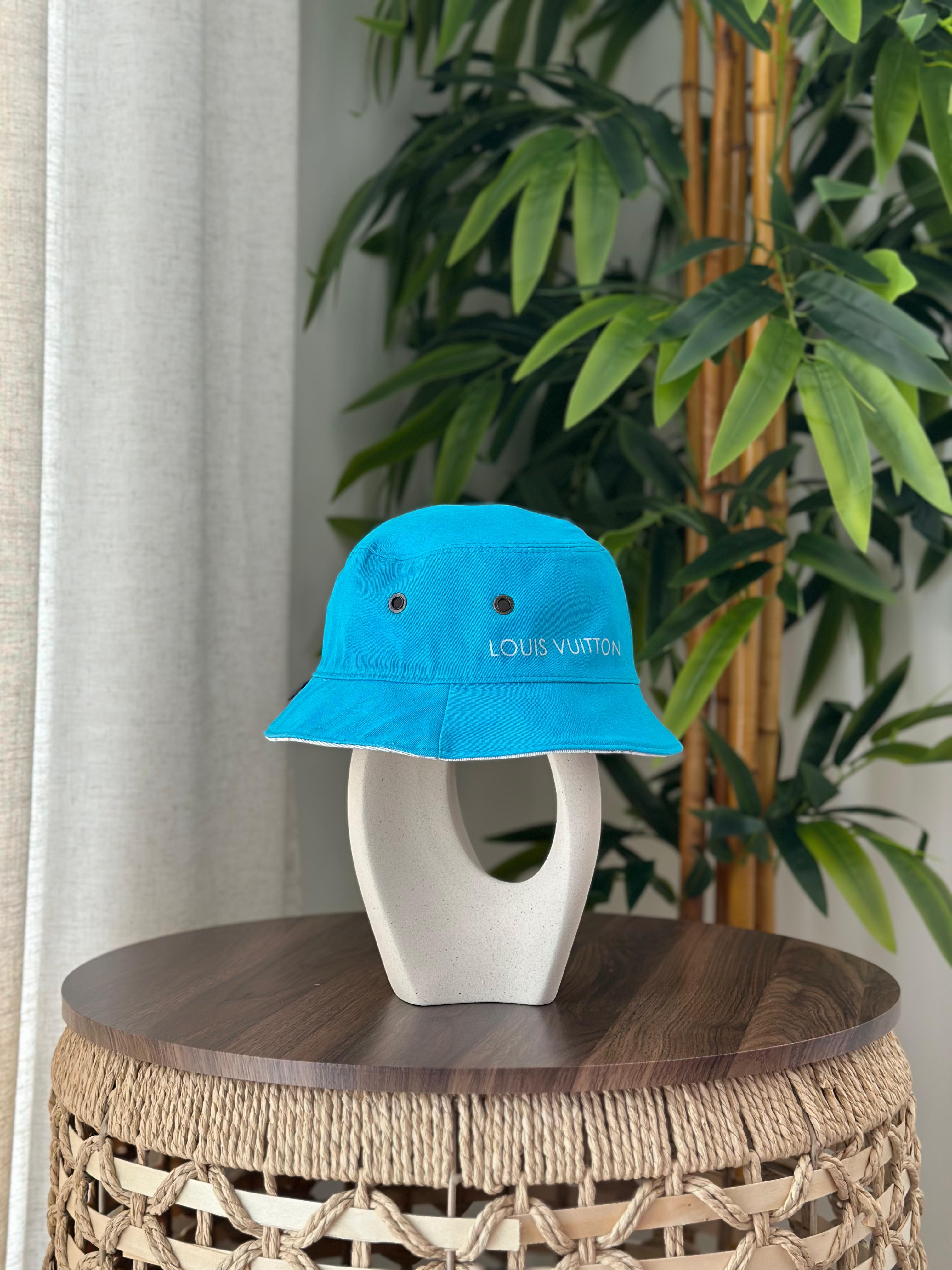 Louis Vuitton Monogram Reversible Bucket Hat (Turquoise Blue / White)