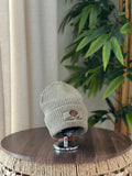 Loro Piana Rib-Knit Cashmere Beanie (Beige/Brown Embroidery)