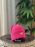 Prada Ribbed Knit Wool and Cashmere Beanie (Pink / Begonia Pink)