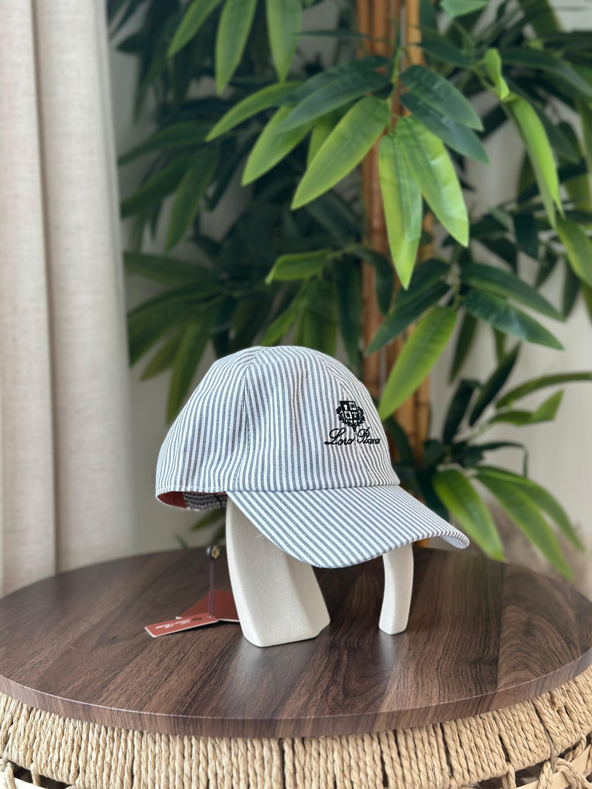 Loro Piana Seersucker Baseball Cap (Black/White Stripe)